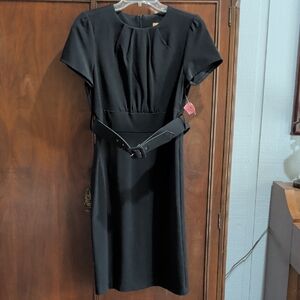 Final Touch Black Short-Sleeve Midi Dress with Belt